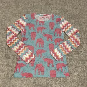 Before + Again Shirt Baby Waffle Tee Womens Small Elephant Print Sundance USA